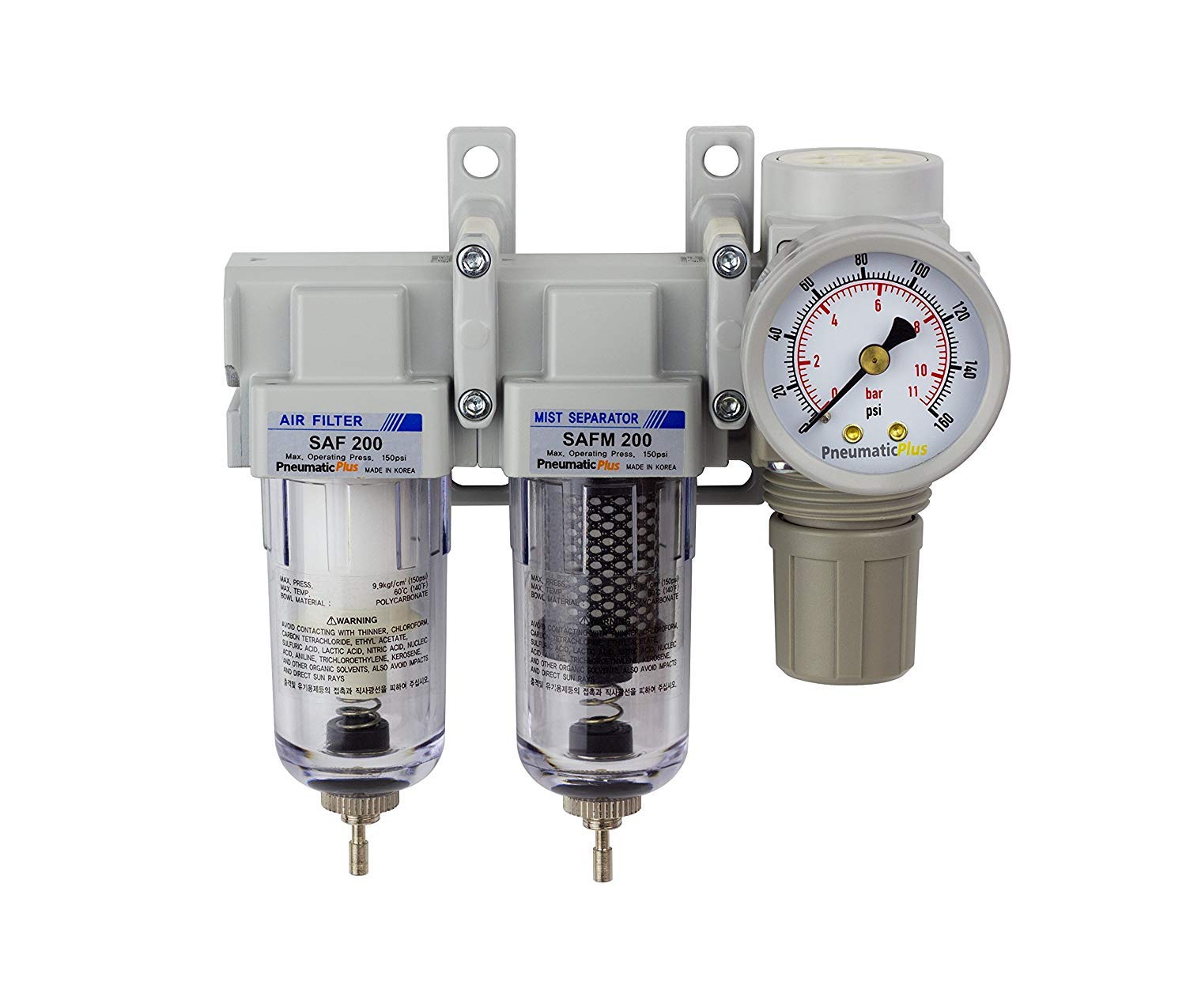Pneumaticplus Sau230 N02G Three Stage Air Drying System, 1/4'' Npt   Particulate Air Filter, Coalescing Filter, Air Pressure Reg